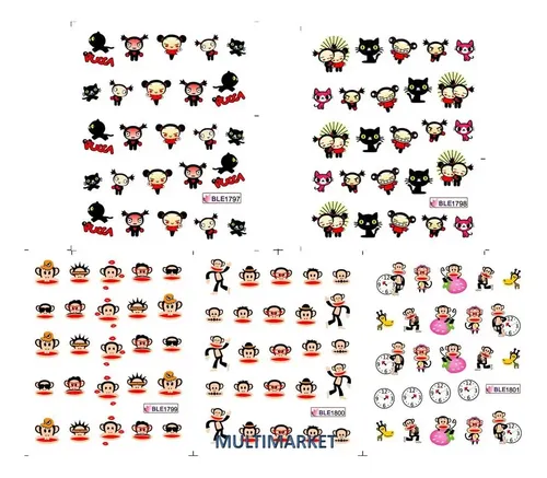 Stickers Al Agua Water Decals Modelos Varios Nail Art