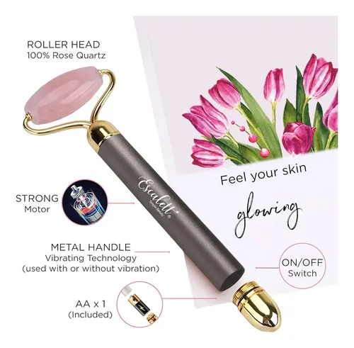 Rodillo Facial Jade Masajeador Eléctrico Contorno Plata