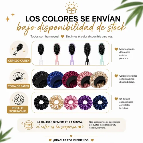 Combo Crema Rizospro Cofia Satén Cepillo Curly Scrunchie