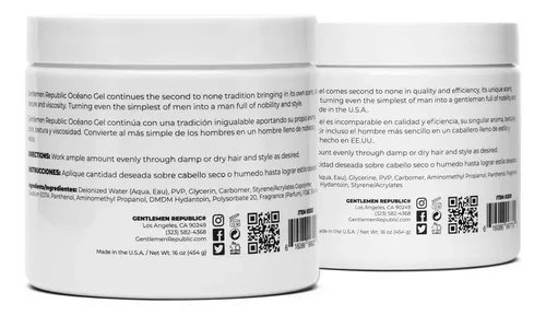 Gel Para El Cabello Gentlemen Republic, 16 Oz, Refinado Y Oc