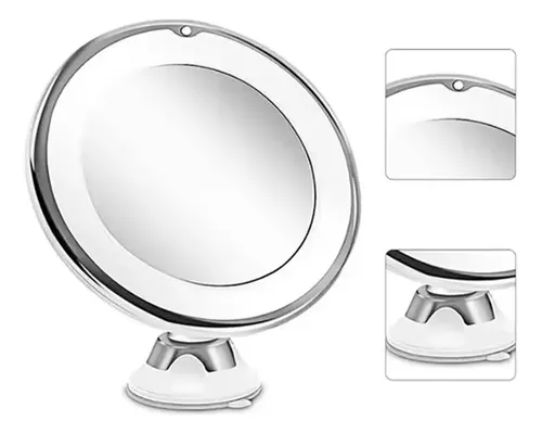 Fjq Espejo Led Con Aumento De 10x Y Ventosa Flexible For