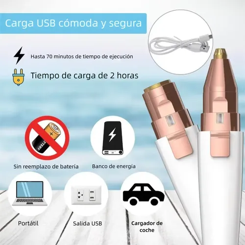Depiladora De Cejas Eléctrica Recargable 2 En 1