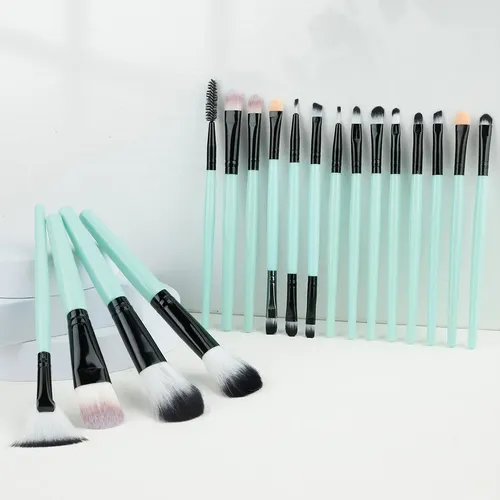 Set De 18 Brochas De Maquillaje Verdes