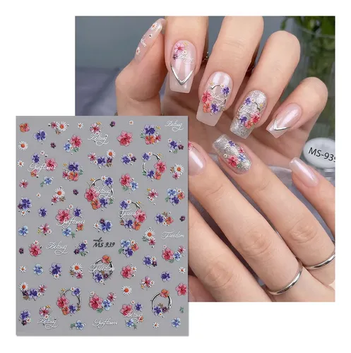 Prima Stickers For Uñas Florales Vintage 3 Hojas 3pcs Gold