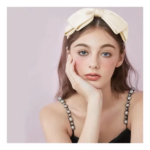 Diademas Con Lazo Negro Y Crema, Accesorios Elegantes +