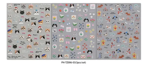 Prima Stickers 3d For Uñas Diseño Kawaii Autoadheribles