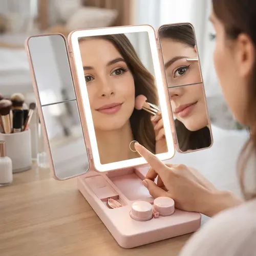 Espejo Maquillaje Tríptico Iluminación Led Portátil Prini