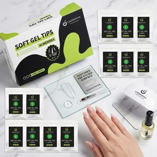 Tips Soft Gel Press On 504pcs Prelimados Cherimoya Manicuria