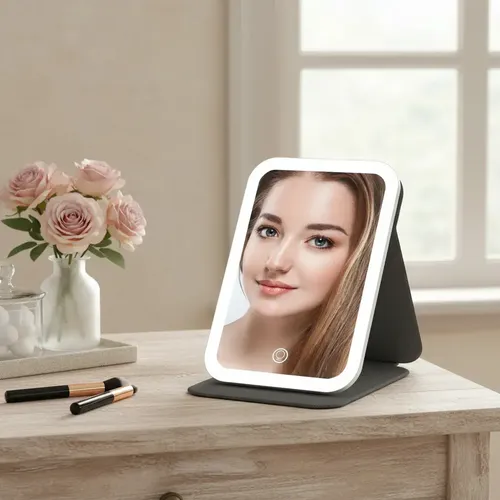 Espejo Led Recargable Usb Plegable Maquillaje Portátil