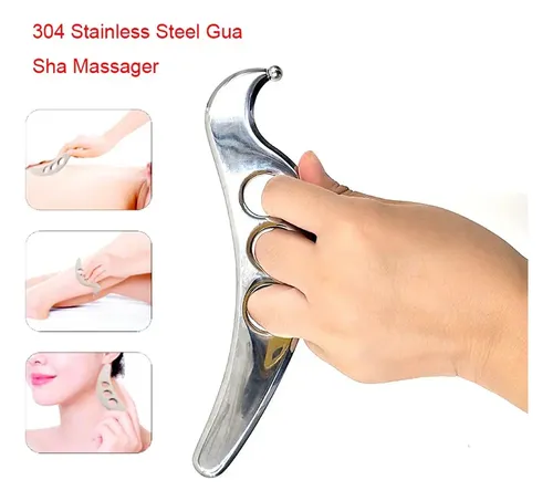 # Ruihai Gua Sha Acero Inox Masaje 19cm Facial Plata