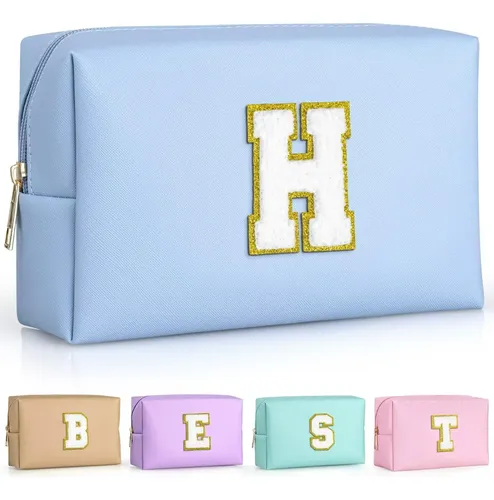 Bolsa De Maquillaje Topeast Preppy Sky Blue Con Parche Inici