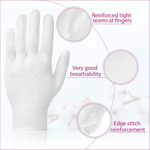 Guantes Algodón Blancos Medianos Para Manos Secas Eccema