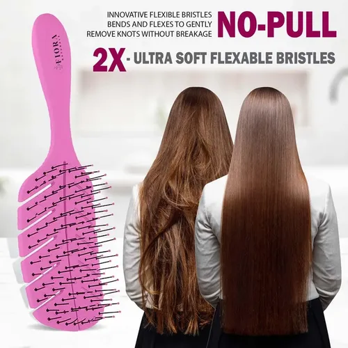 Cepillo De Pelo Fiora Naturals Detangler Para Cabello Seco/h