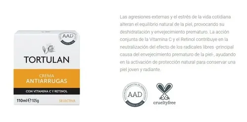Tortulan Crema Antiarrugas X 110ml Con Vitamina C Y Retinol