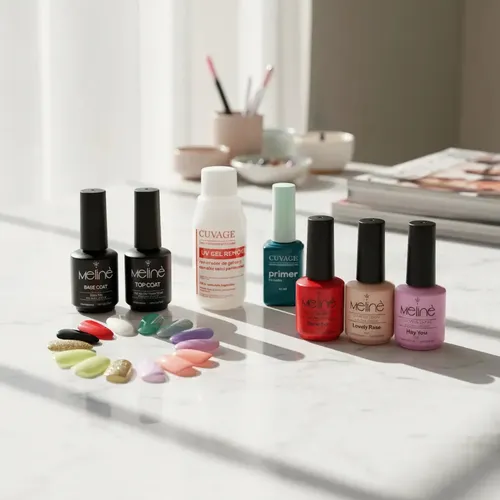 Kit 7 Meline Esmalte Uñas Semipermanente Base Gel Top Coat