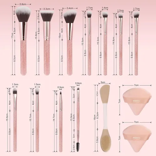 14 Pcs Makeup Brushes Set Professional Synthetic Foundation