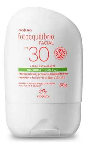 Natura Protector Solar Facial Gel Crema Toque Seco Fps 30