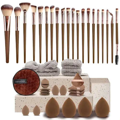 Set De 40 Esponjas De Maquillaje, Brochas Y Brochas Para El