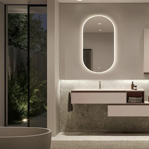 Espejo Led Vertical Oval 80×50 Botón Luz Frío/cálido *outlet