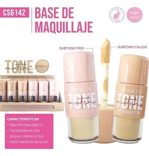 Base Foundation Match Tone Pink21 Subtone Calido O Frio