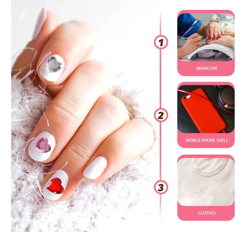 12 Hojas De Pegatinas Adhesivas Con Gemas En Forma De Corazó