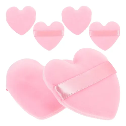 Puff De Polvo De Corazón Rosa 6 Uds /