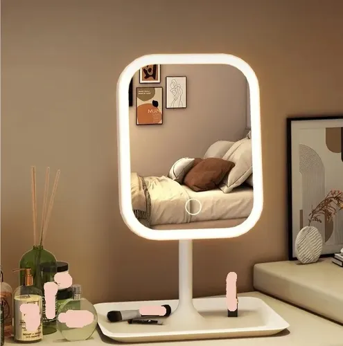 Q Ovo Espejo De Maquillaje De Mesa Recargable Con Luz Led M
