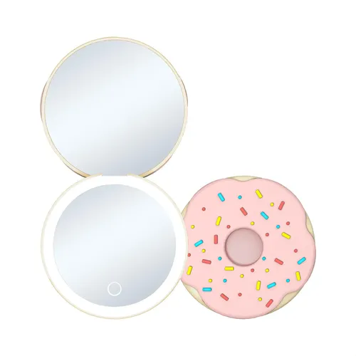 Espejo Compacto Led Con Forma De Donut, Recargable Usb