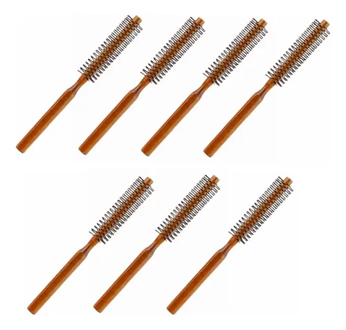 7 × Mini Cepillo Redondo De Madera, Peine For El Cabello