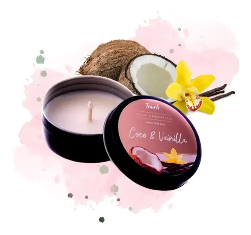 Velas Para Masajes Aromáticas Aceite Tibio Aromas Fragancia Coco & Vainilla
