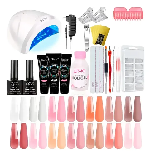 Kit Uñas Esculpidas Polygel Uv Semipermanente Set Completo