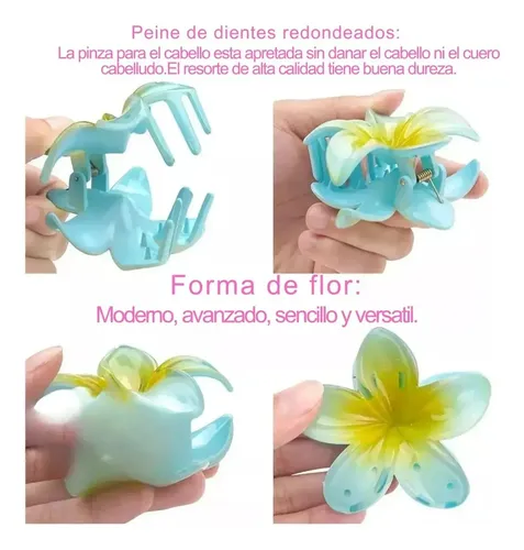 Hebillas Para El Pelo Flor Plumeria X12 Mujer Color Mixto