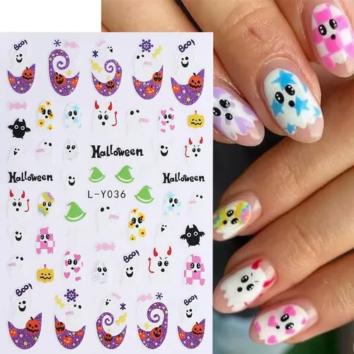 5 Pegatinas For Decoración De Uñas De Halloween Que Brillan