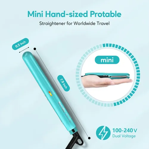 Plancha De Pelo Mini Terviiix De Cerámica De 1,3 Cm, Doble V