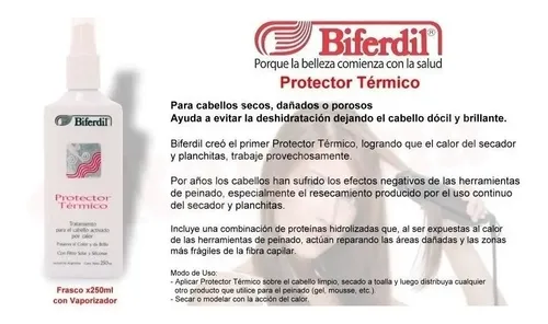 Biferdil Protector Termico Para Cabello En Planchita Secador