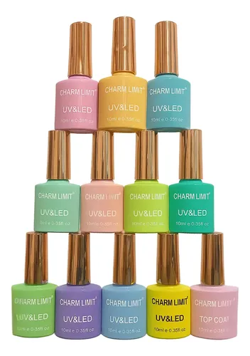 Kit Esmaltes Semipermanente X 14 Un. Base Top Coat Uñas Gel