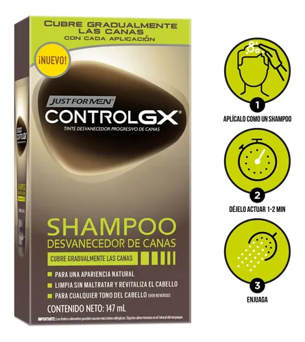 Kit Tintura en Shampoo Just For Men Control GX Cabello y Barba