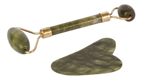 Rodillo Facial Piedra Jade Verde Laima Rostro Cuello Masajeador Guasha