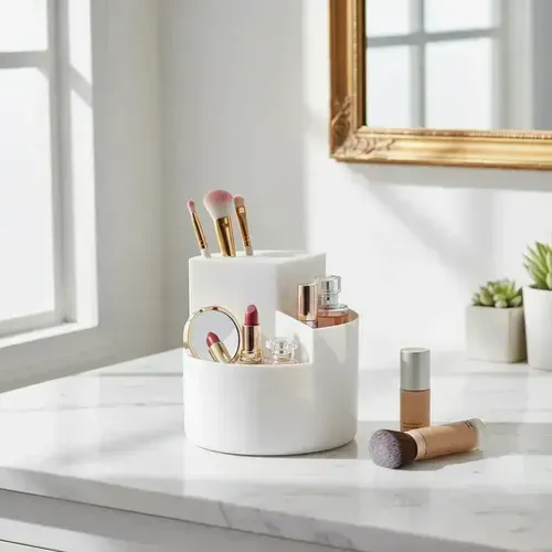 Organizador Porta Cosmético Maquillaje 3 Divisiones Blanco