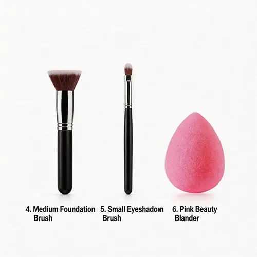 Juego De 10 Brochas De Maquillaje Y 2 Esponjas De Maquillaje