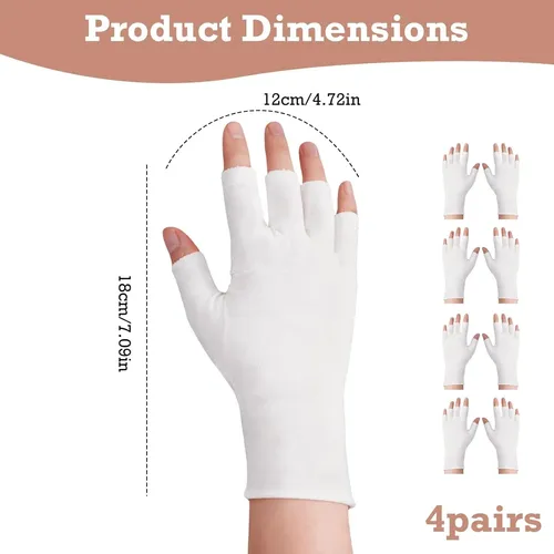 Guantes Sin Dedos Blancos De Algodón Para Dormir Y Humectar
