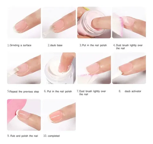 Nuevo Kit De Polvos For Uñas: 6 Colores, No Se Necesita