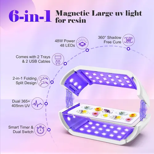 Lámpara Uv Doble 48 Leds 360° Para Resina Y Manualidades
