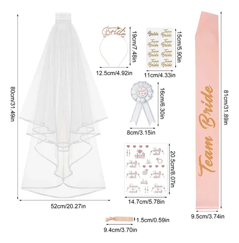 (1 #mold) Diademas De Novia, Velo De Encaje, Broche Y Banda  Set 1