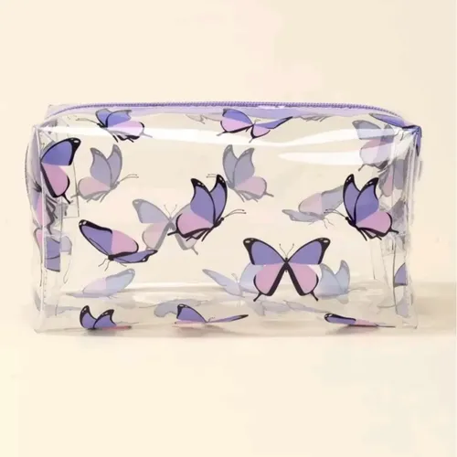 Neceser De Maquillaje Estilo Coreano Morado Pvc, Impermeable