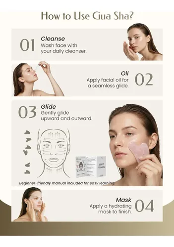 Masajeador Facial Facial Gua Sha Tool Tophld Pink Jade
