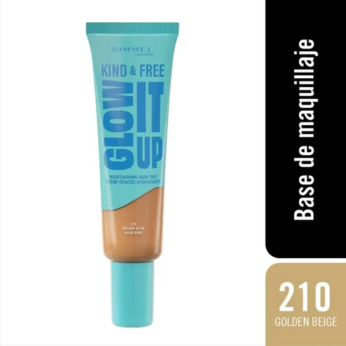 Base Rimmel Kind & Free Hidratante Glow It Up X 30 Ml Tono 210 Golden Beige