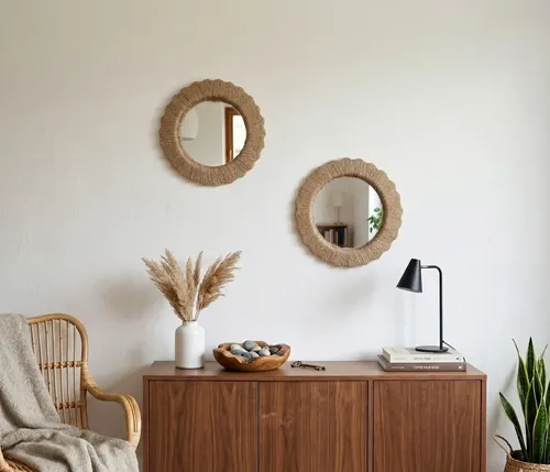 Espejos Set X2 Yute Macrame 22cm Deco