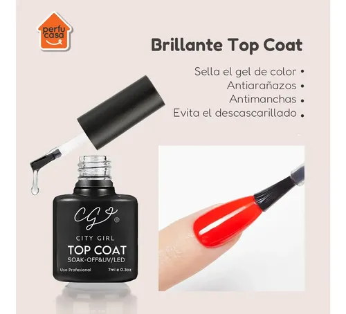 Kit Base Coat Top Coat City Girl 7ml Semipermanente Esmalte Uv Led Gel Tratamiento Manicura