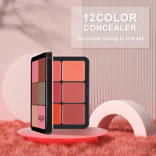 Paleta De Rubores En Crema Hosaily 12 Colores Resistente Al